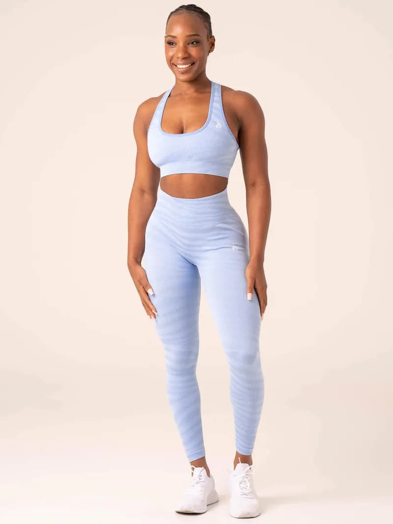 Zebra Seamless Sports Bra - Sky Blue Zebra — image 1 of 1