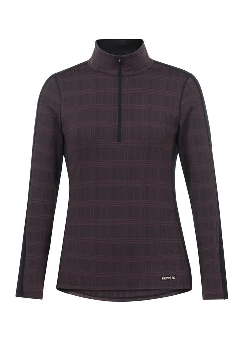 Stretch Plaid Quarter Zip Top — image 1 of 1