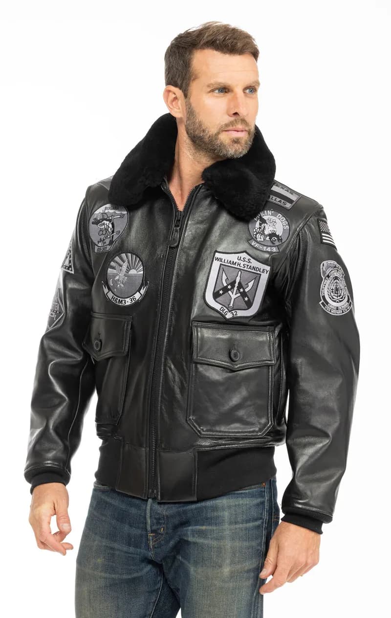 Bogard by Mike B x Cockpit USA Stealth Top Gun Bomber Jacket Z21W106 — image 1 of 1