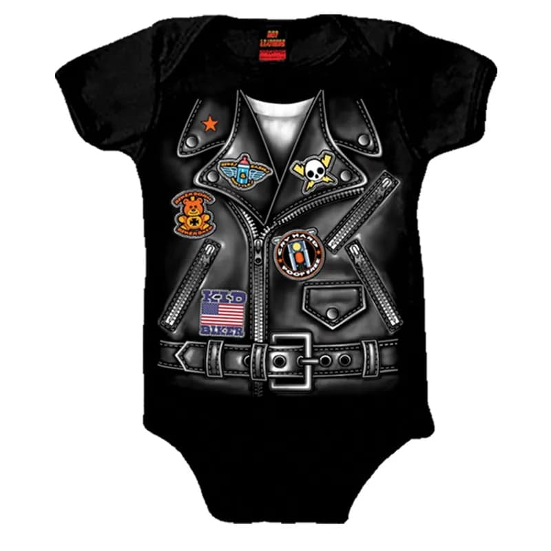 Boys Leather Jacket Baby Bodysuits — image 1 of 1