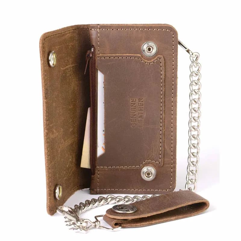 Brown Buffalo Nickel Snap Bi-Fold Wallet with Chain — image 1 of 1