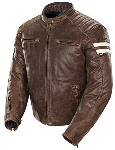 'Classic 92' Mens Brown And Cream Leather Jacket — image 1 of 1