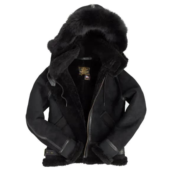 Women's Hooded B-3 Bomber Jacket in Black W72N300B — image 1 of 1