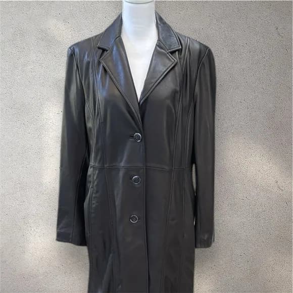 Nora Button Down Leather Trench Coat — image 1 of 1