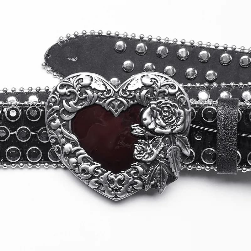 Hearts, Studs and Rhinestones Leather Belt — image 1 of 1