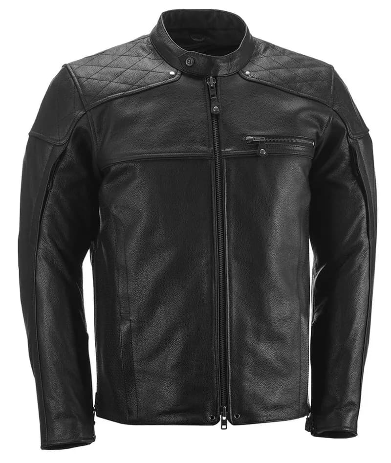 Highway 21 Gasser Men's Black Leather Jacket with Armor — image 1 of 1