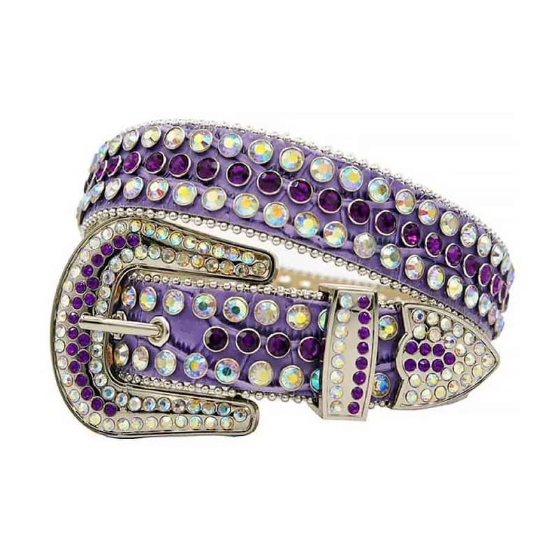 Hot Leathers BLA1082 Ladies Purple Rhinestone Leather Belt — image 1 of 1