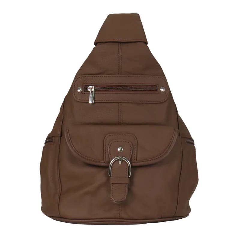 Hot Leathers BPA1017 Genuine Brown Leather Backpack Purse — image 1 of 1