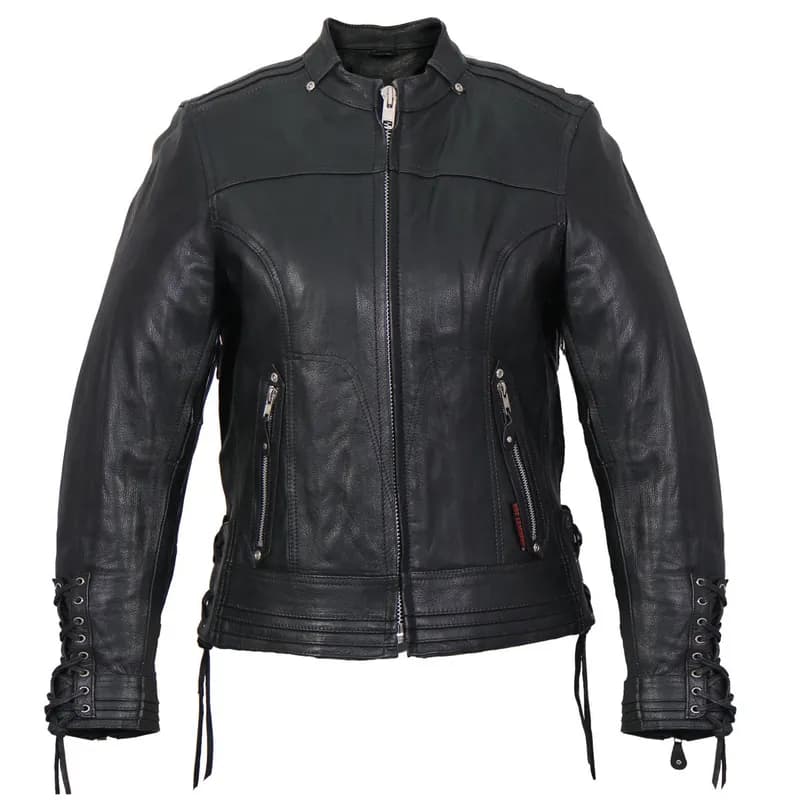 Hot Leathers JKL1025 Ladies Lace Up Sleeves Leather Jacket — image 1 of 1