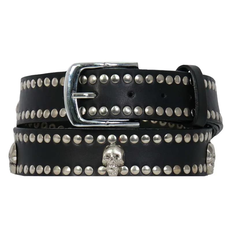 Hot Leathers Leather Belt with Studs and Skulls BLA1127 — image 1 of 1