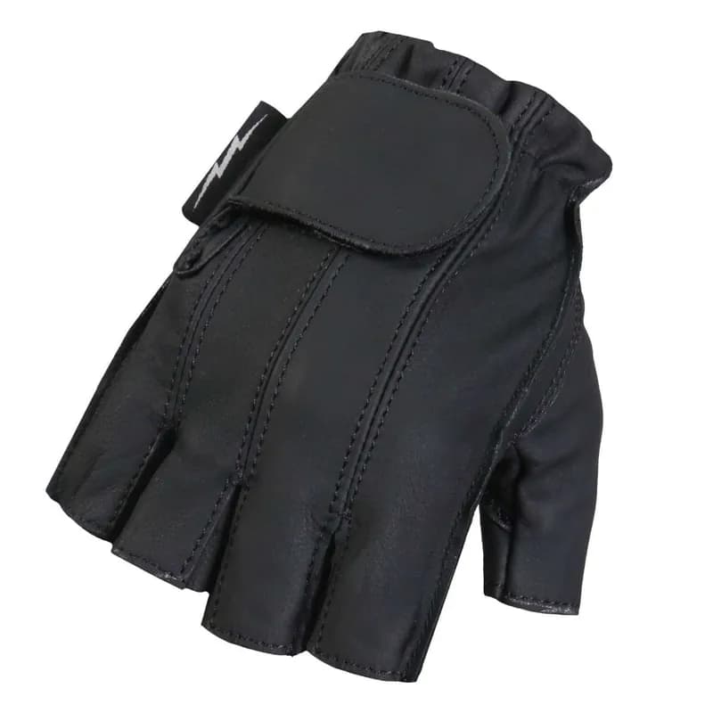 Hot Leathers Midnight Matte Fingerless Leather Gloves GVM1031 — image 1 of 1