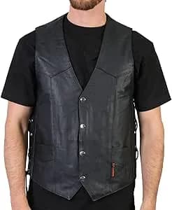 Hot Leathers VSM1022 Men's Black 'Conceal and Carry' Leather Vest — image 1 of 1