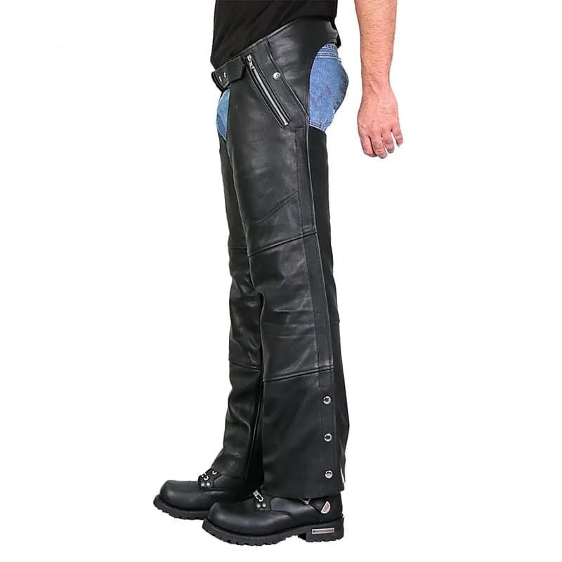 Men’s Black 4 Pocket Leather Chaps with Lining — image 1 of 1