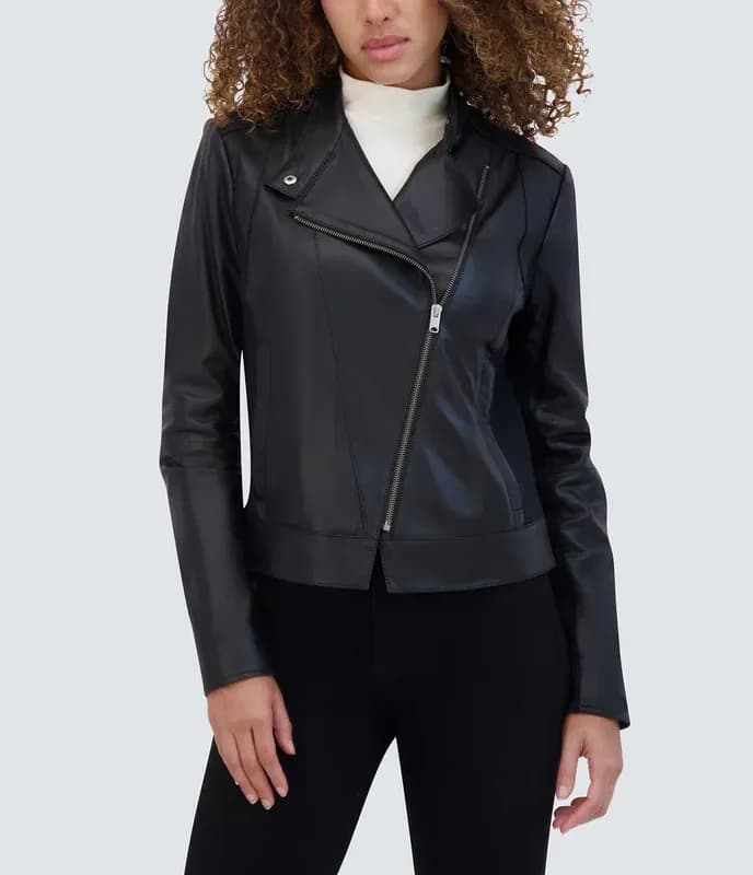 Messina Asymmetrical Leather Moto Jacket — image 1 of 1