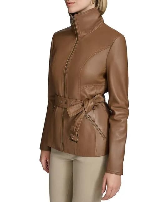 Tatum Belted Leather Jacket — image 1 of 1