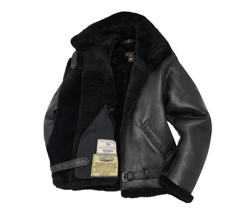 R.A.F Sheepskin Bomber Jacket in Black Z2109B — image 1 of 1
