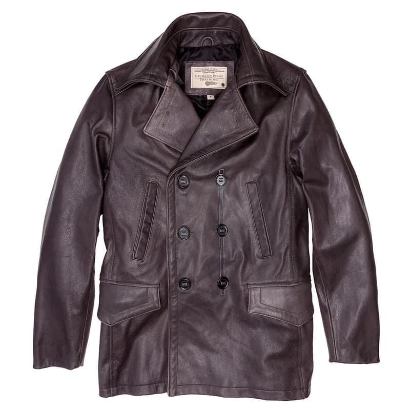Vintage Leather Naval Officer's Coat Z21P019 — image 1 of 1