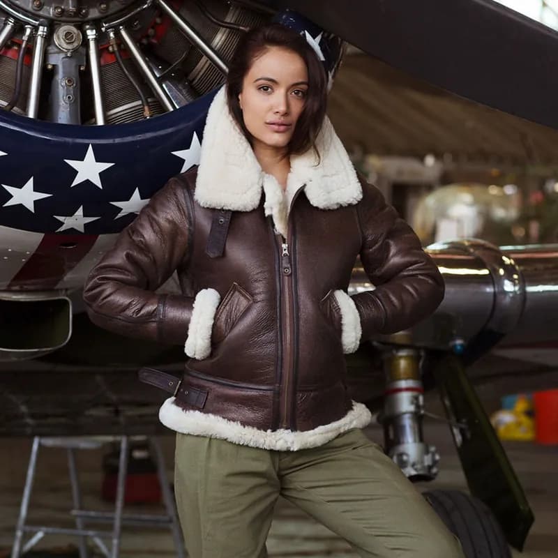 Women's B-3 Bomber Jacket in Brown W72N100 — image 1 of 1