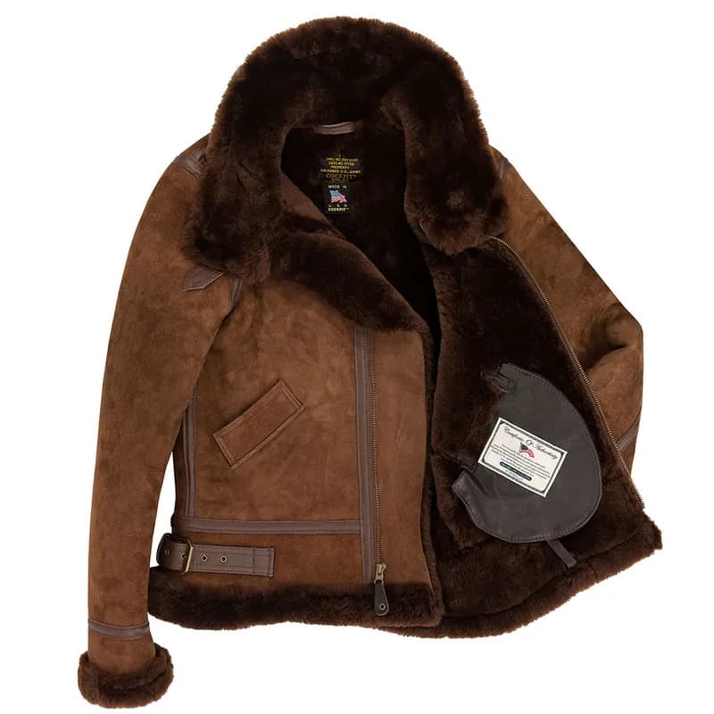 Women's B-3 Suede Bomber Jacket in Tan W72N200 — image 1 of 1