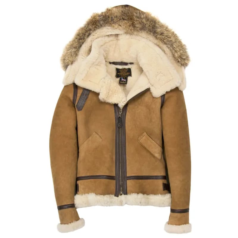 Women's Hooded B-3 Bomber Jacket in Tan W72N300 — image 1 of 1