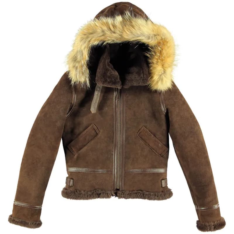 Women's Hooded B-3 Bomber Jacket in Brown W72N300 — image 1 of 1
