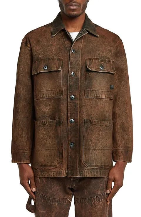 Wesley Leather Denim Chore Jacket — image 1 of 1