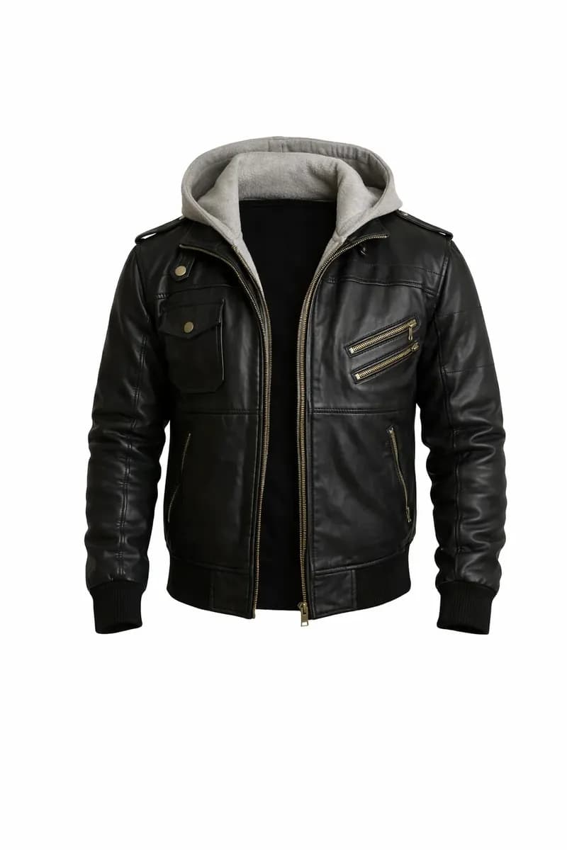 Jett Leather Jacket with Removable Hood — image 1 of 1