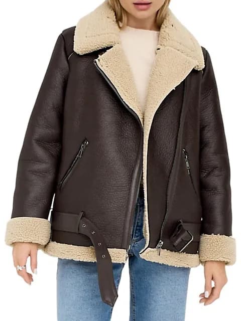 Julian Faux Shearling Leather Aviator Jacket — image 1 of 1