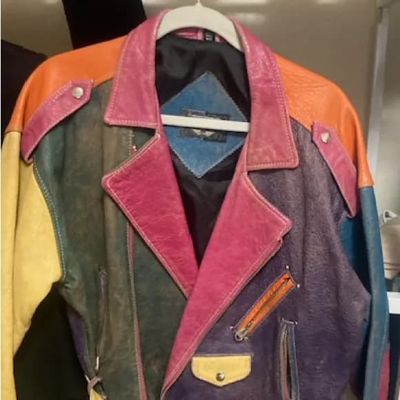 Dallas Vintage Leather Color-Block Moto Jacket — image 1 of 1