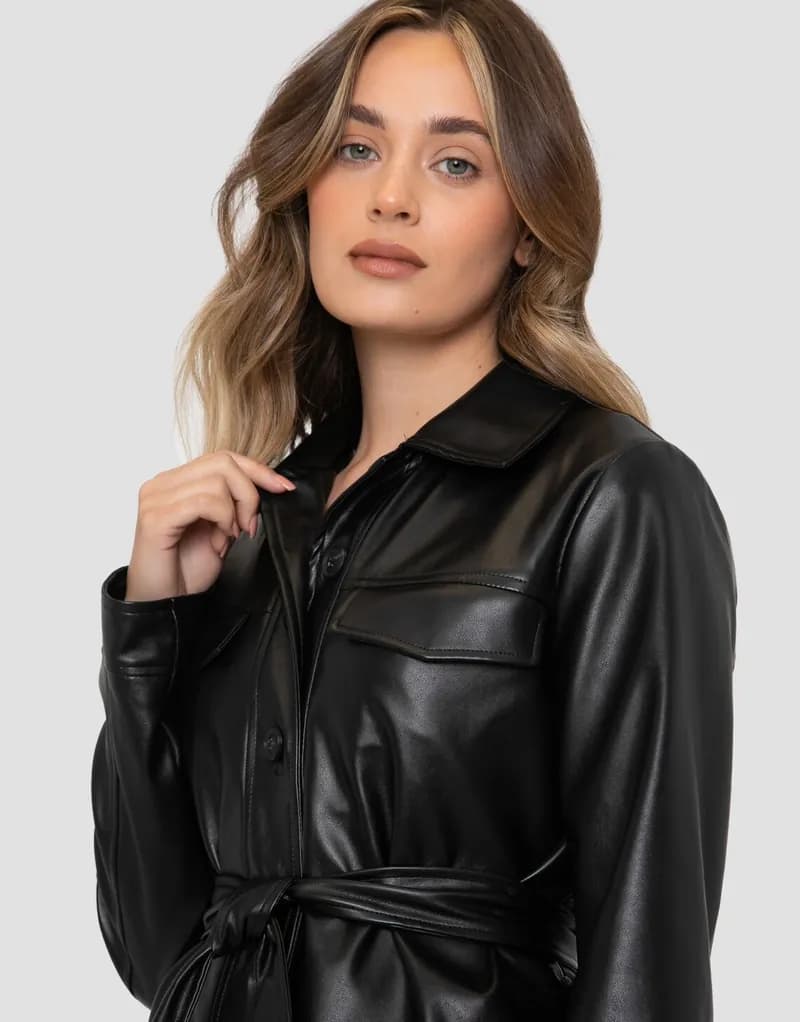 Mary Belted Leather Trench Coat — image 1 of 1