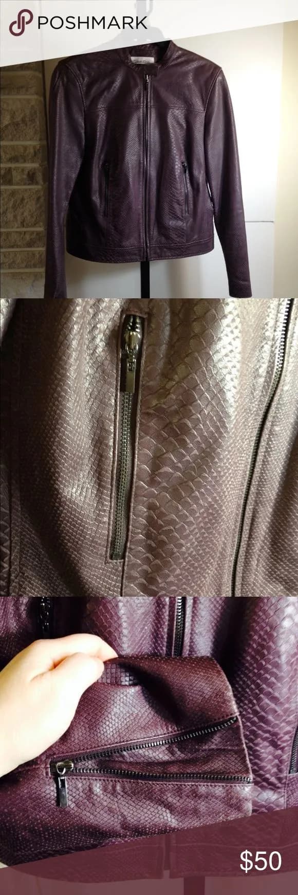 Heidi Textured Leather Moto Jacket — image 1 of 1