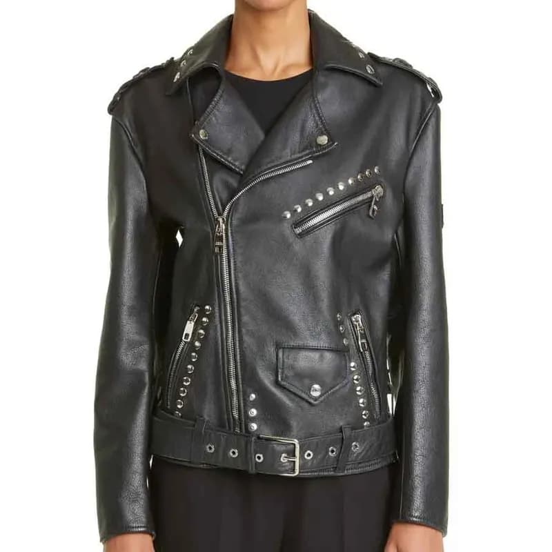 Addie Studded Asymmetric Moto Leather Jacket — image 1 of 1