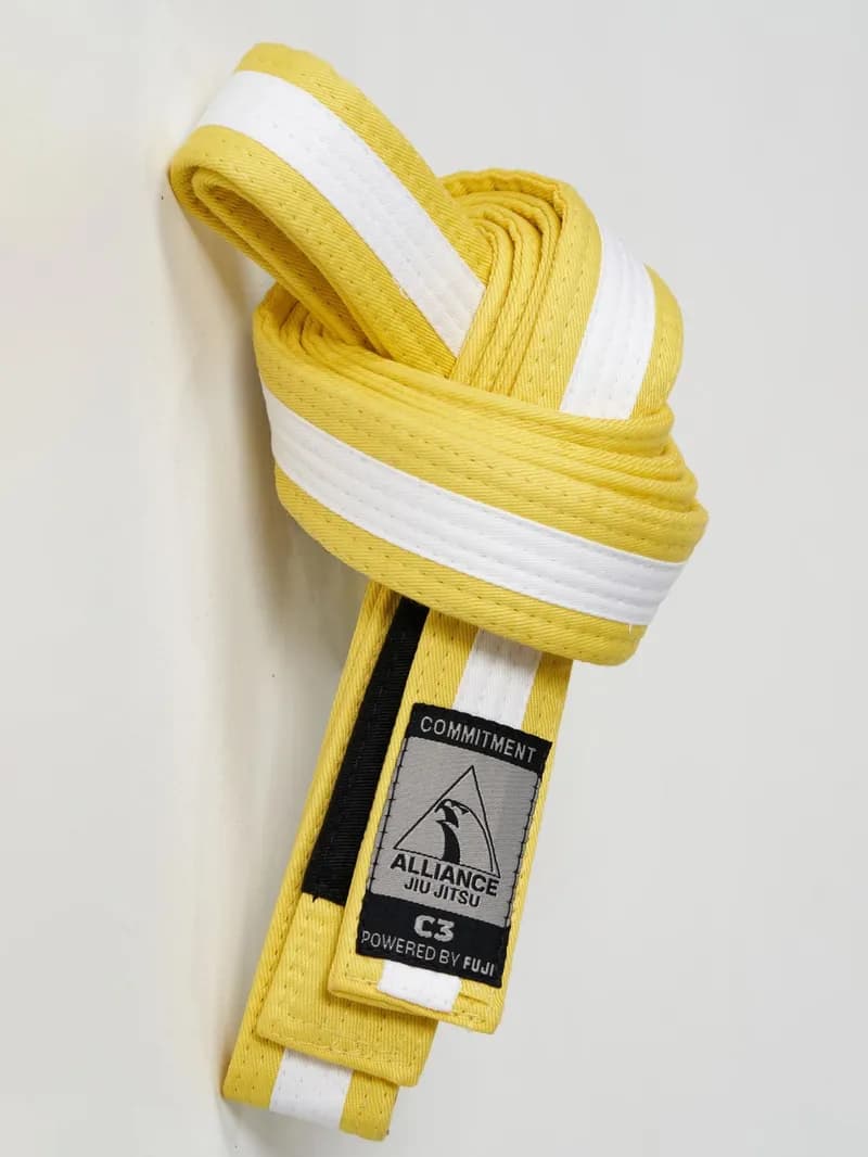 Kids FUJI x Alliance BJJ Belt Yellow/White — image 1 of 1