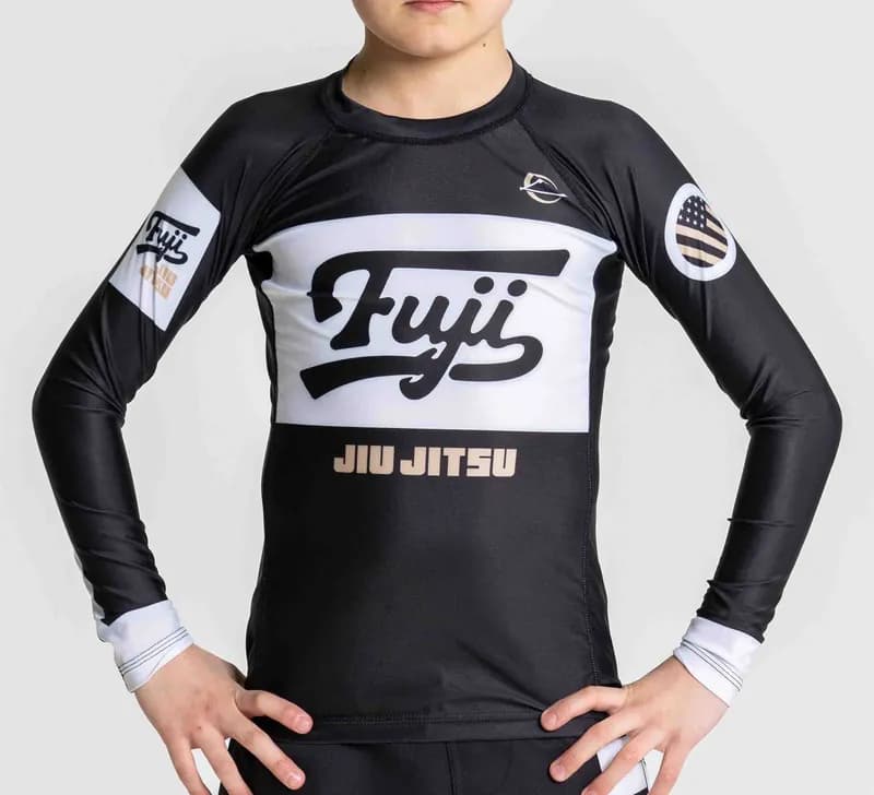 Kids Jiu Jitsu Script Flex Lite Long Sleeve Rashguard Black — image 1 of 1