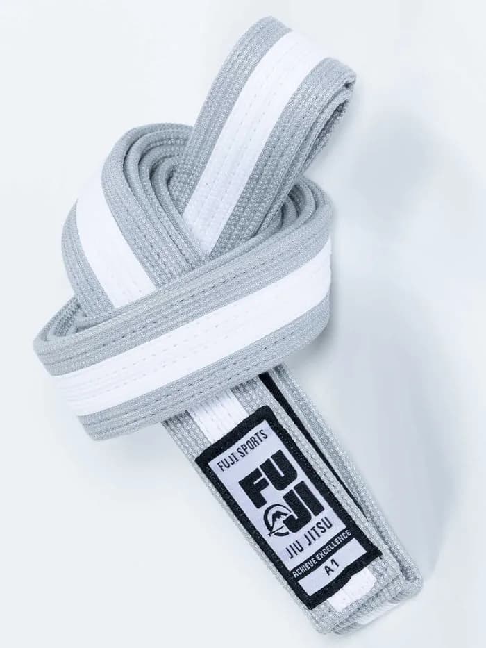 Kids Pearl Weave BJJ Belt Grey White — image 1 of 1