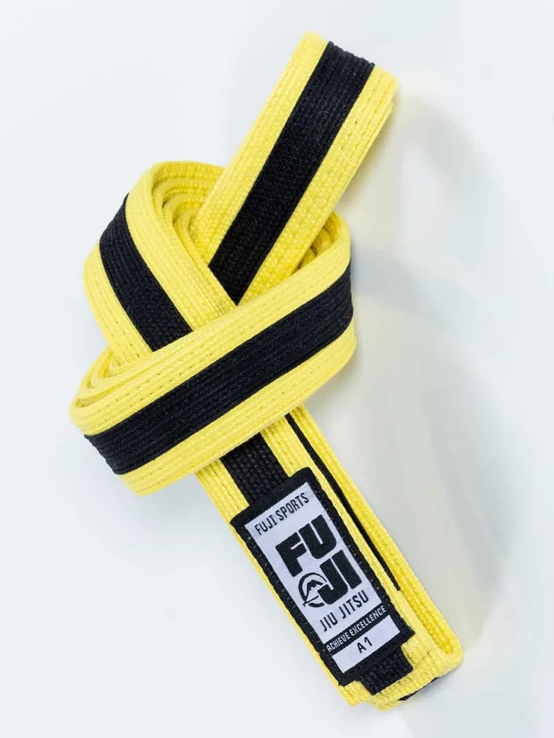 Kids Pearl Weave BJJ Belt Yellow Black — image 1 of 1