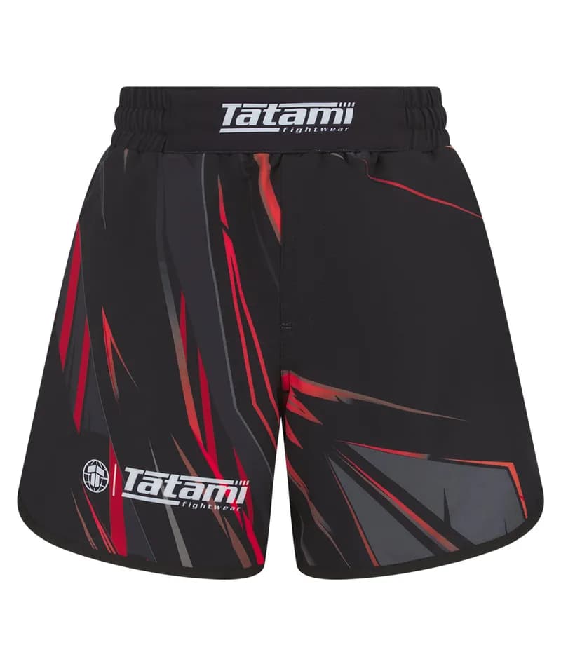 Ladies Abstract High Cut Shorts - Grey & Red — image 1 of 1