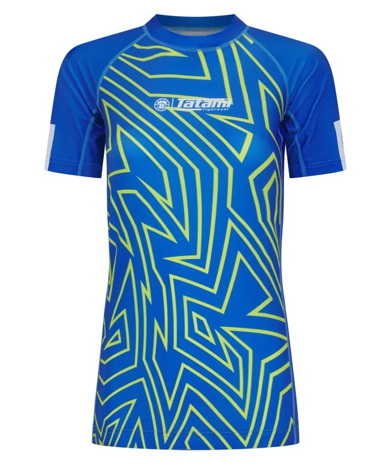 Ladies Abstract Rash Guard - Blue & Yellow — image 1 of 1