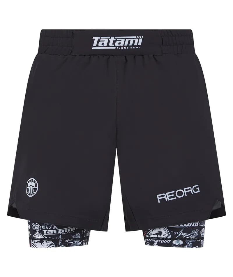 Reorg Collage Dual Layer Shorts - Black — image 1 of 1