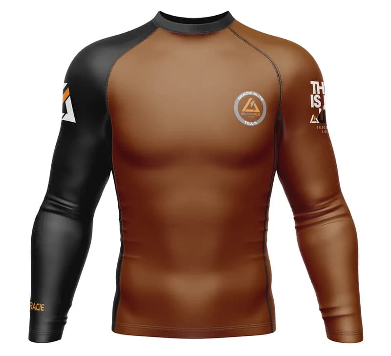 Rilion Gracie Long Sleeve Ranked Rashguard Brown — image 1 of 1