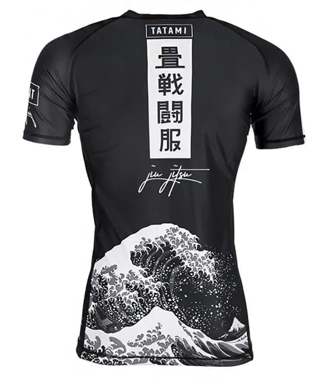 Striped Short Sleeve Rash Guard - Black — image 1 of 1