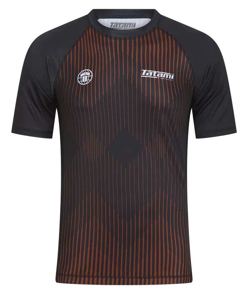 Striped Short Sleeve Rash Guard - Brown — image 1 of 1