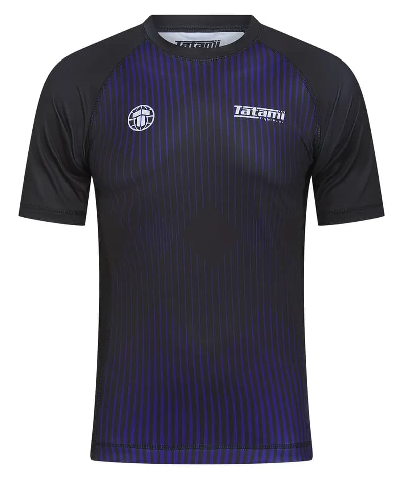 Striped Short Sleeve Rash Guard - Purple — image 1 of 1