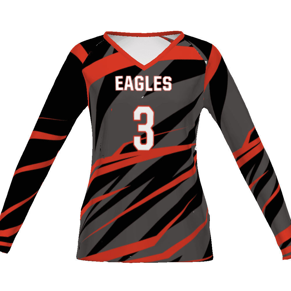 GIRLS FREESTYLE SUBLIMATED TURBO LONG SLEEVE VOLLEYBALL JERSEY
