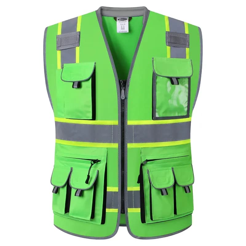 4 Pocket High Visibility Green 140 GSM Safety Vest with Reflective Strips — image 1 of 1