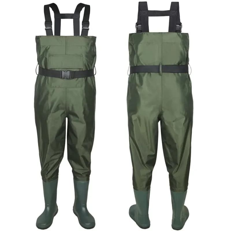 Wader PVC Waterproof Green Fishing Suit Pants with Boots — image 1 of 1