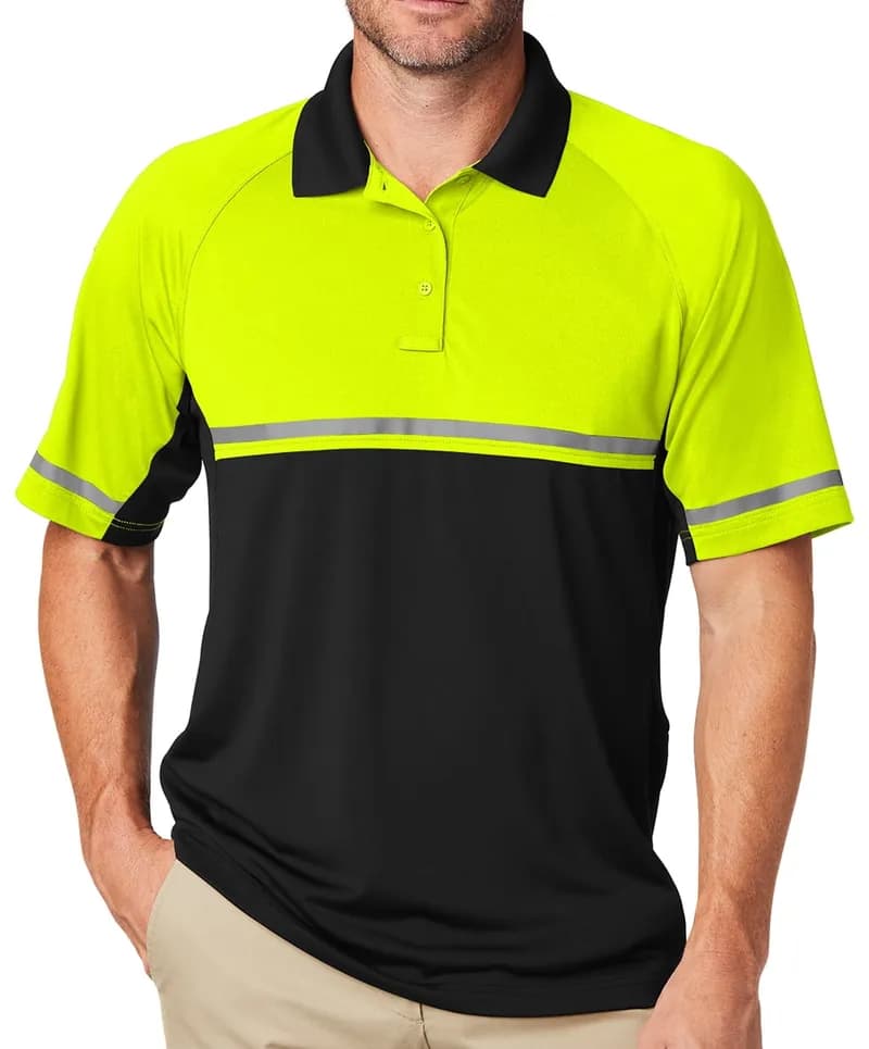 Moisture-Wicking Hi-Vis Safety Polo — Fluorescent Yellow