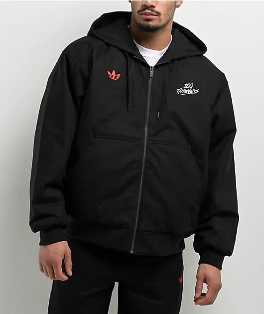 100 Thieves Black Hooded Work Jacket