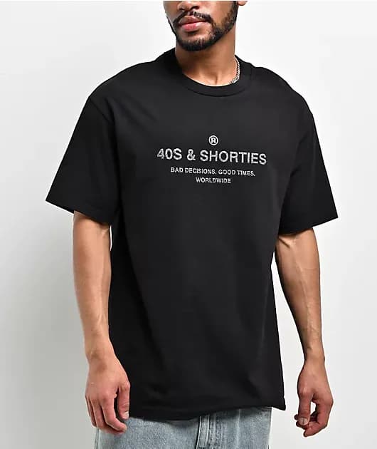 40s Shorties Remix Rhinestone Black T-Shirt