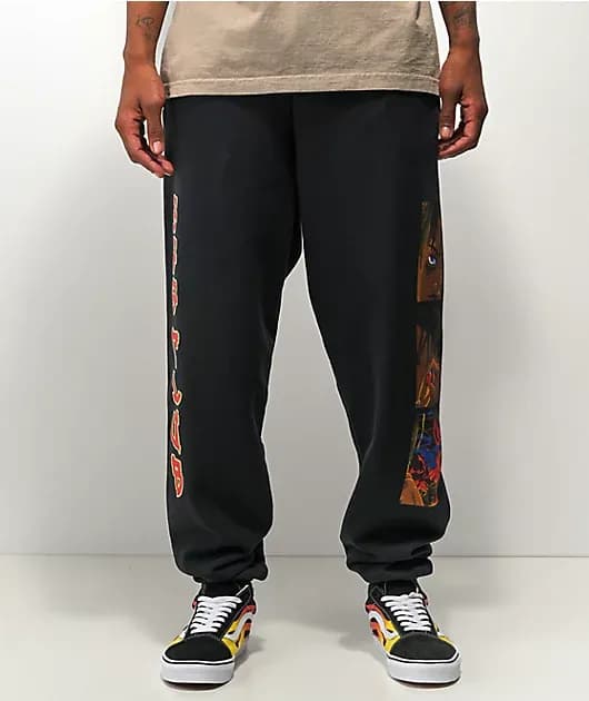 999 Club Juice WRLD Anime Club Black Sweat Pants